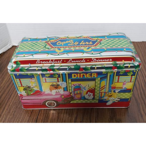 M&M Christmas Village Brand Diner Number 4 1996 Vintage Metal Tin - Picture 5 of 10